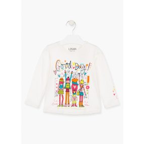 Losan gyerek hosszú ujjú fehér-szines mintás felső 
