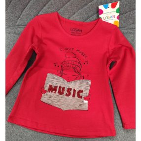 Losan hosszú ujjú piros flitteres felső