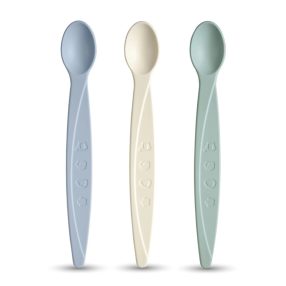   Bioműanyag baba etetőkanál szett tengerkék-krémfehér-menta 3 db