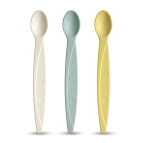   Bioműanyag baba etetőkanál szett krémfehér-menta-mangó 3 db