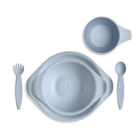   Bioműanyag baba étkészlet szett 12 hónapos kortól tengerkék