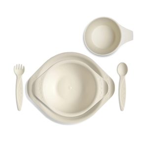   Bioműanyag baba étkészlet szett 12 hónapos kortól krémfehér