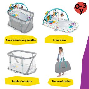   BABY EINSTEIN Kiságy járókával és zongorával 3in1 Kick & Snooze™ 0hó+