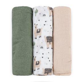   PETITE&MARS Bambusz muszlin pelenka szett 3 db Moussy Llama Vibes 68 x 68 cm