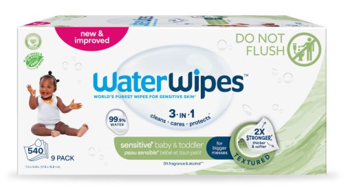 9x WATERWIPES Nedves törlőkendők Baby&Toddler 3in1 60 db (540 db)