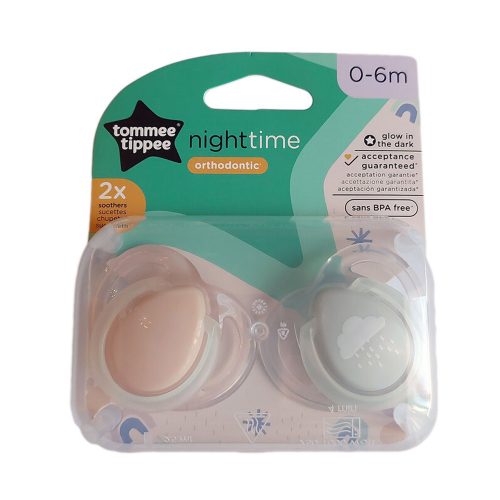 Tommee Tippee játszócumi CTN Night 2 db 0-6 hó pasztell