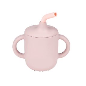 Nattou itatópohár szívószálas szilikon 150ml pink