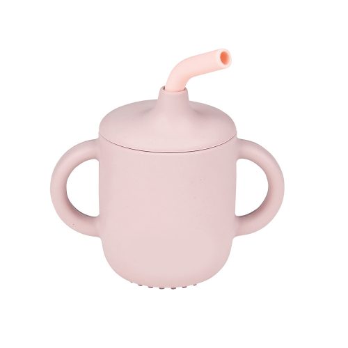Nattou itatópohár szívószálas szilikon 150ml pink