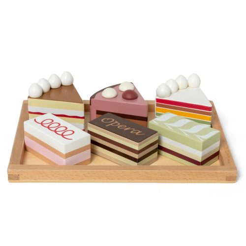 Mamamemo Fa játék – Torta szeletek és sütemények tálcán