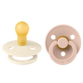   BIBS játszócumi - Colour natúr kaucsuk 0-6 hó krémfehér és púderrózsaszín 2 db