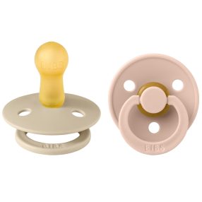   BIBS játszócumi - Colour natúr kaucsuk 6-18 hó vanília és púderrózsaszín 2 db
