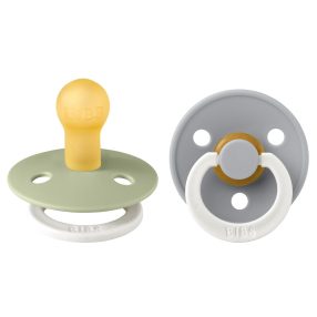   BIBS játszócumi – Colour natúr kaucsuk éjszakai 6-18 hó zsálya és delfin 2 db