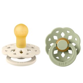   BIBS játszócumi - Boheme natúr kaucsuk 0-6 hó krémfehér és zsálya 2 db