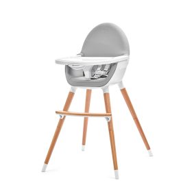   Kinderkraft etetõszék Fini 2in1 fa lábbal szürke-fehér natúr lábbal