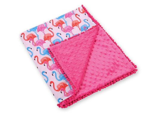 BabyLion Prémium pom-pom takaró Minky - Rózsaszín - Flamingo