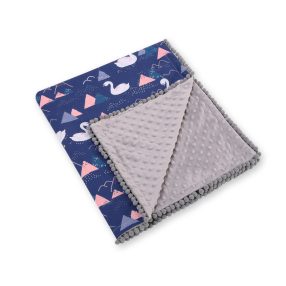   BabyLion Prémium pom-pom takaró Minky - Sötétkék hattyúk