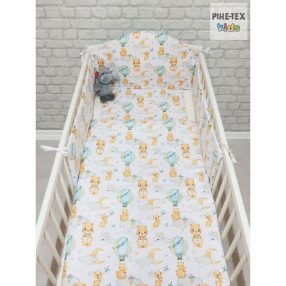   Pihe-Tex Ágynemû Pamut 3 részes 90x140 40x50cm Hõlégballonos maci zöld 683/Z