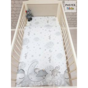   Pihe-Tex Ágynemû Pamut 2 részes 90x140 40x50cm Bébi elefánt szürke 582/SZ