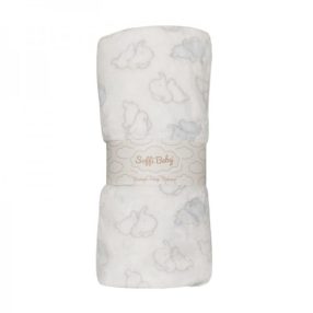  Soffi Baby takaró plüss dupla fehér kék-elefánt 75x100cm