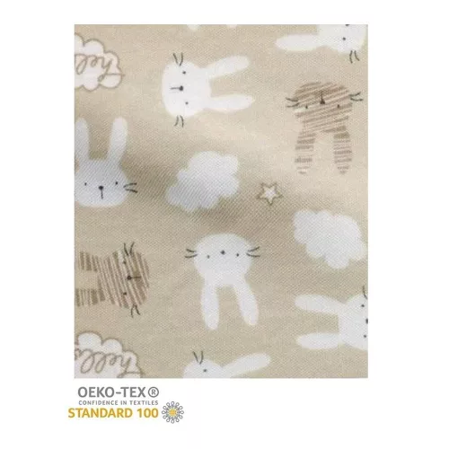 Stella takaró pamut mintás 70x90cm Hello nyuszi bézs