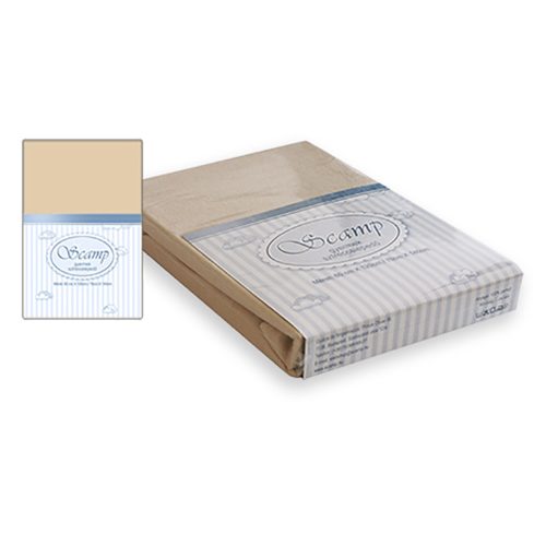 Scamp Pamut Jersey gumis lepedő (60x120-70x140 cm) - Bézs
