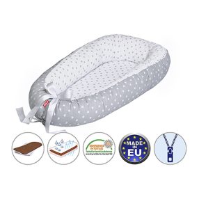   Scamp babafészek kókuszbetétes Little Heart White Grey BF002