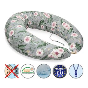   Scamp szoptatós párna formázott gombosvégû Grey Flowers SZPG012