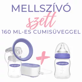   Lansinoh 2 fázisú kompakt elektromos mellszívó 160ml cumisüveggel szettben