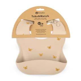 PETITE&MARS Szilikon előke Take&Match Sand Butterflies 6m+