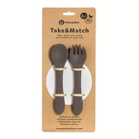 PETITE&MARS Szilikon evőeszköz Take&Match Bitter Cocoa 6m+