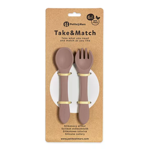 PETITE&MARS Szilikon evőeszköz Take&Match Velvet Latte 6m+
