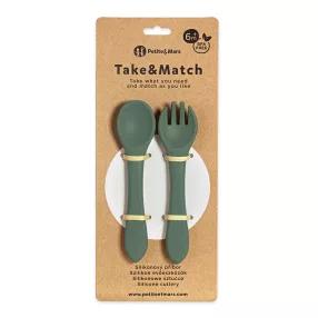   PETITE&MARS Szilikon evőeszközök Take&Match Misty Green 6m+