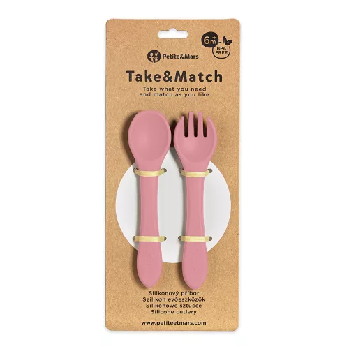 PETITE&MARS Szilikon evőeszközök Take&Match Dusty Rose 6m+