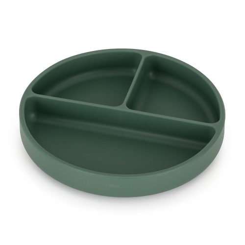 PETITE&MARS Szilikon osztott tányér, kerek Take&Match Misty Green 6m+