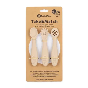   PETITE&MARS Szilikon gyakorló kanál szett 3 db Take&Match Desert Sand 6m+