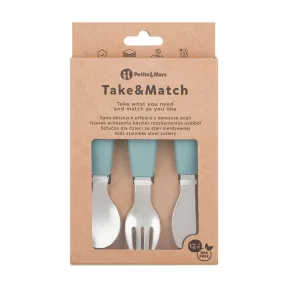   PETITE&MARS Rozsdamentes acél evőeszközkészlet Take&Match Frosted Sky 12m+