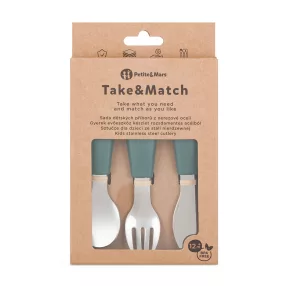   PETITE&MARS Rozsdamentes acél evőeszközkészlet Take&Match Misty Green 12m+
