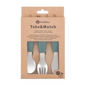   PETITE&MARS Rozsdamentes acél evőeszközkészlet Take&Match Misty Green 12m+