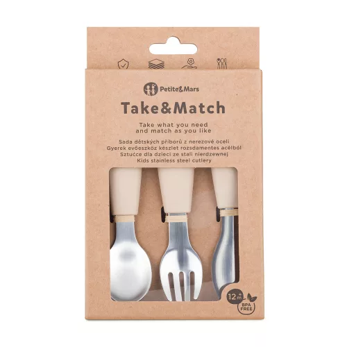 PETITE&MARS Rozsdamentes acél evőeszközkészlet Take&Match Desert Sand 12m+