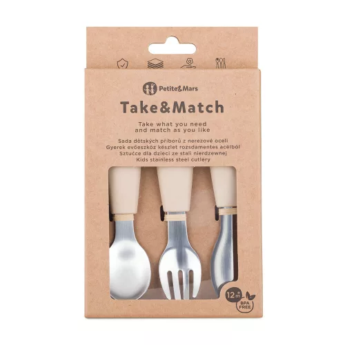 PETITE&MARS Rozsdamentes acél evőeszközkészlet Take&Match Desert Sand 12m+