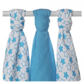   Xkko pelenka bambusz 70x70cm 3db kék kicsi csillagok mix BMB070039