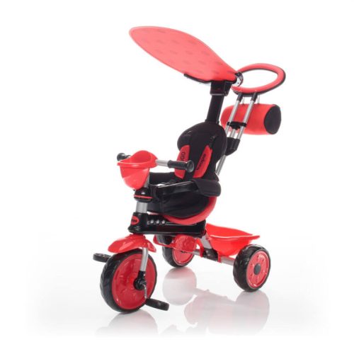 Zopa tricikli ZooGo Ladybug piros/fekete tolókarral 