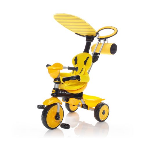 Zopa tricikli ZooGo Bee sárga/fekete tolókarral