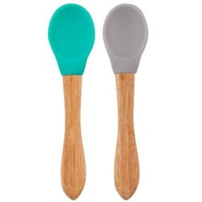   Szilikon kanál szett bambusz nyéllel, aqua green - powder grey | Minikoioi