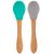 Szilikon kanál szett bambusz nyéllel, aqua green - powder grey | Minikoioi
