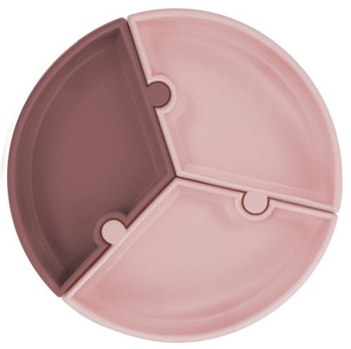 Szilikon puzzle tányér, pinky pink-velvet rose | Minikoioi