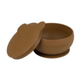 Szilikon mélytányér tetővel, woody brown | Minikoioi