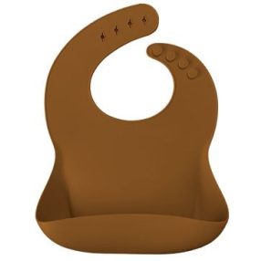 Szilikon előke kenguruzsebbel, woody brown | Minikoioi