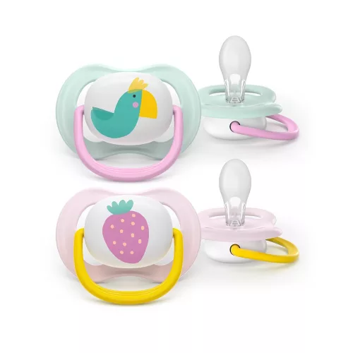 Philips AVENT játszócumi Ultra Air papagáj 0-6hó lányos 2db