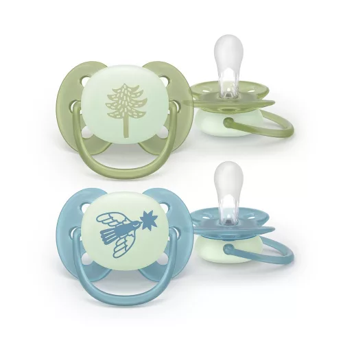 Philips AVENT játszócumi Ultrasoft éjszakai fenyõfa 18hó fiús 2db